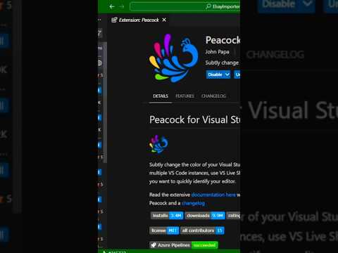 "Darkest Video 🌚 Brightest Extension 🔥 | Peacock Extension for VS Code #Shorts"