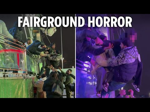 Dramatic moment fairground goers rush to free revellers stuck on collapsed ride in Birmingham