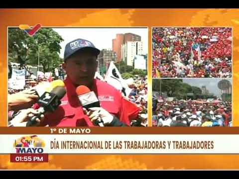 Francisco Torrealba, ministro de Trabajo de Venezuela, en marcha del 1 de mayo de 2023