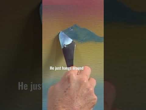 Bob Ross shows you how to place a mountain into your painting #paintlikebobross #artist #bobross