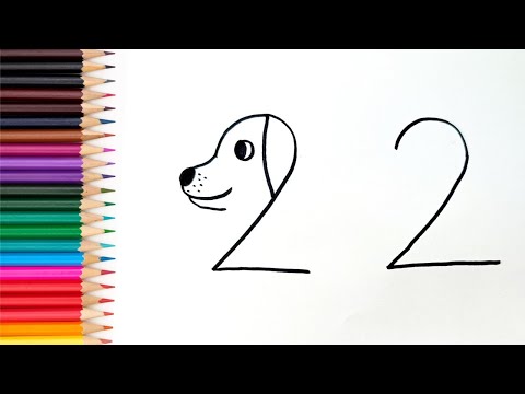 How to Draw Easy Dog From Number 22 | Number Drawing
