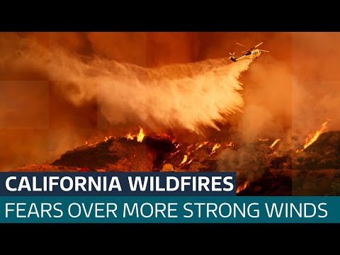 California wildfires rage as strong winds threaten to hinder efforts | ITV News