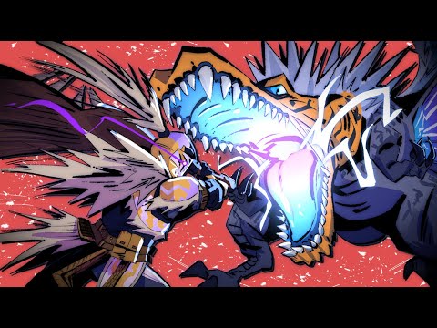 parrying the lightning tyrannosaurus so i can eat him and wear his skin