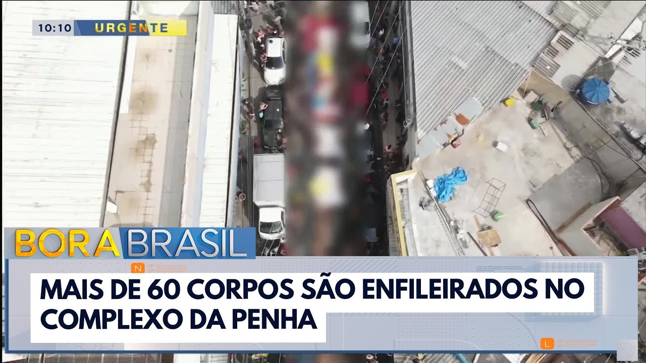 Mais de 60 corpos são enfileirados no Complexo da Penha após megaoperação  TV Online Mais de 60 corpos são enfileirados no Complexo da Penha após megaoperação