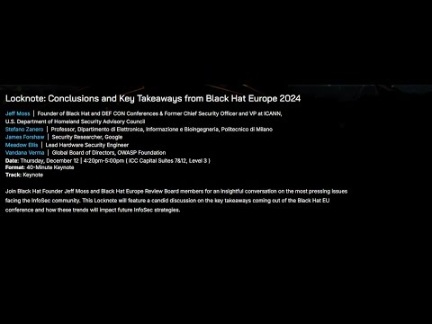 Locknote: Conclusions and Key Takeaways from Black Hat Europe 2024