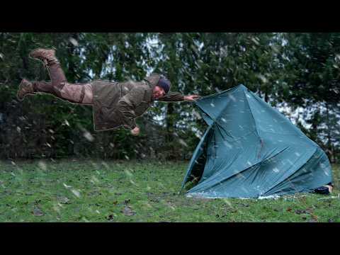 Heated Tarp Tent in a Storm