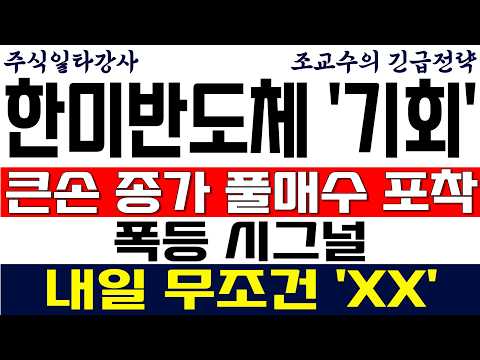 [한미반도체 주가 조교수] <strong>큰손</strong> 종가 풀매수 포착! 폭등시그널! 내일 무조건 'XX'
