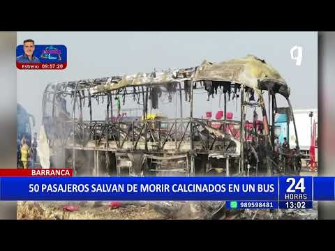 Barranca: 50 pasajeros se salvan de morir calcinados en un bus