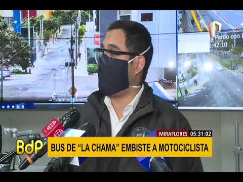 Miraflores: captan preciso instante en que bus 'Chama' arrolla a motociclista