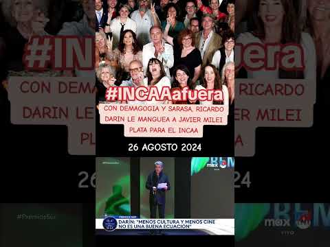 Ricardo Darin le manguea a Milei en los Premios Sur. Quiere mas subsidios al cine (27 agosto 2024)