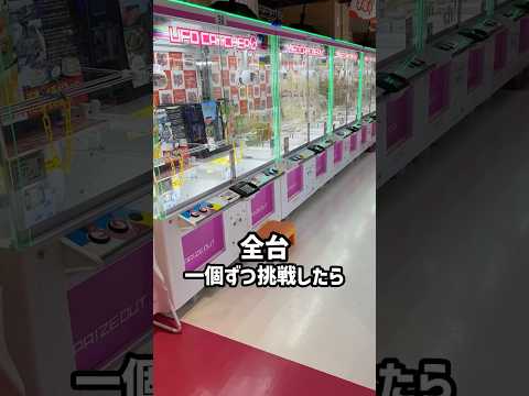 ギネス記録を持つゲーセンでフック設定全台1プレイずつ挑戦したらまさかの結果に、、、 #shorts #クレーンゲーム #ufoキャッチャー #ゲーセン #ゲームセンター #arcade
