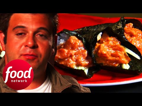 Adam Richman Puts Up A Fight Against 10-Level Spicy Tuna Roll Challenge! | Man V Food