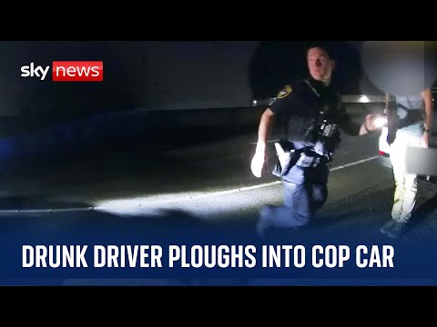 Cop runs as drunk driver slams into his patrol car