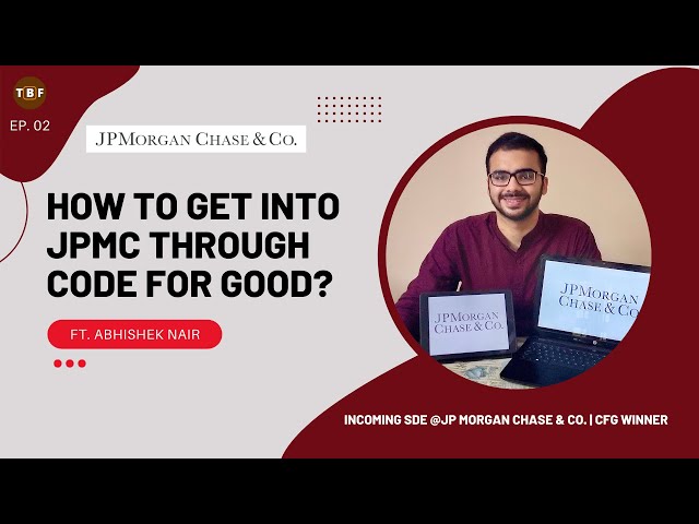 LIKE | SHARE | SUBSCRIBE | KEEP HELPING & MOTIVATINGThis video showcases the personal experiences of Abhishek Nair, a final year BTech - EXTC student at VJTI, Mumbai from his journey of participating in Code For Good, Winning the Hackathon to getting a PPO from JP Morgan Chase & Co. His experiences can help you make some wise decisions, but these experiences need to be taken with the utmost attention. Listen to the recommendations, but always take your final decisions by yourself.Timestamps:
00:00 - Introduction
00:51 - About Abhishek Nair
01:47 - Code For Good, Rounds & Required Prep
17:41 - Why choose an SDE role at an Investment Banking Company?
18:39 - Why did you choose JP Morgan Chase & Co. (PPO)?
22:35 - Resume Requirements
24:22 - Did Extracurriculars help you in the HR Process?
26:33 - Suggestion for Juniors & Peers from Abhishek NairJPMorgan Chase & Co. is an American multinational investment bank and financial services holding company headquartered in New York City and incorporated in Delaware. As of December 31, 2021, JPMorgan Chase is the largest bank in the United States, the world's largest bank by market capitalization, and the fifth-largest bank in the world in terms of total assets, with total assets totaling US$3.831 trillion.Code For Good is an annual Hackathon conducted by JP Morgan Chase for students in their second and third years of Engineering. It is a hackathon aimed at providing technology-based solutions to real-world problems faced by NGOs, NPOs, etc. based on which further rounds are held.Watch this video till the end to not miss any important detail. If you are planning to prepare for Code for Good and JPMC, then this is the perfect video for you.Link to Code For Good: https://careers.jpmorgan.com/US/en/students/programs/code-for-good?search=&tags=location__AsiaPacific__India
Link to Career Portal: https://careers.jpmorgan.com/IN/en/homeAbhishek Nair: https://www.linkedin.com/in/nair-abhi
Email ID: arnair_b18@et.vjti.ac.inBlog Website: https://thebrownfella.comFind me at:
LinkedIn: https://www.linkedin.com/in/vedant-athavale/
LinkedIn Page: https://www.linkedin.com/company/the-brown-fella/?viewAsMember=true
Instagram: https://www.instagram.com/_an__aesthete/
Twitter: https://twitter.com/thebrownfella_
Portfolio Website: https://vedantathavale.webflow.io/
Email ID: vedantathavale@thebrownfella.comWho am I? (In Brief):A final year (senior) student at VJTI, Mumbai pursuing Electronics and Telecommunications Engineering. Interested in Front End Development, UI/UX, Data Analytics, and Story Telling ofcourse!
