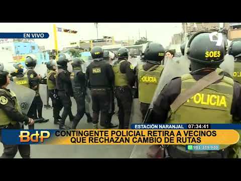 Protesta en av. Túpac Amaru por cambio de rutas: contingente policial dispersa a manifestantes