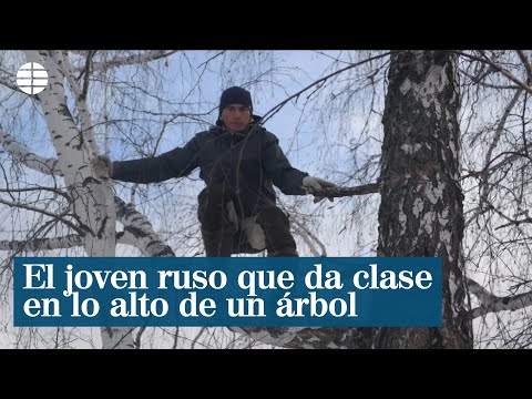 Alexei Dudoladov, el joven ruso que asiste a clase desde lo alto de un árbol