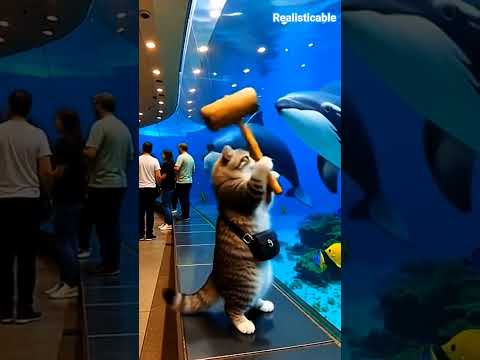 When Your Cat Thinks It’s Thor at the Aquarium 😂 #cat #funnycat #cute