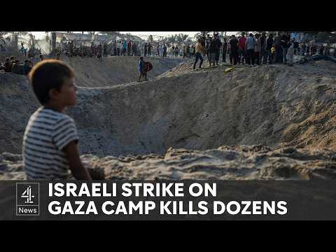 Israeli missiles hit a crowded tent camp for displaced Palestinians in southern Gaza