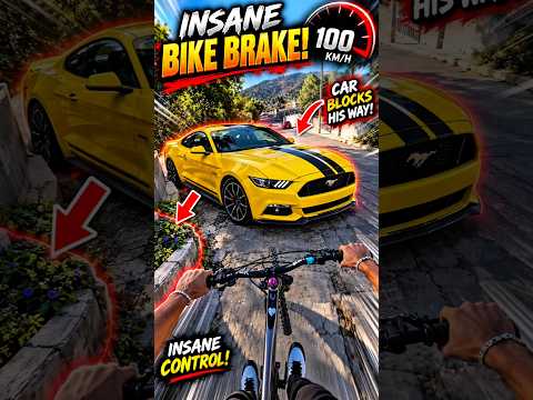 He Was Going 100 KM/H… Then This Mustang Blocked Him! 😱🚴💨 #Shorts #YouTubeShorts #Bike #Cycling