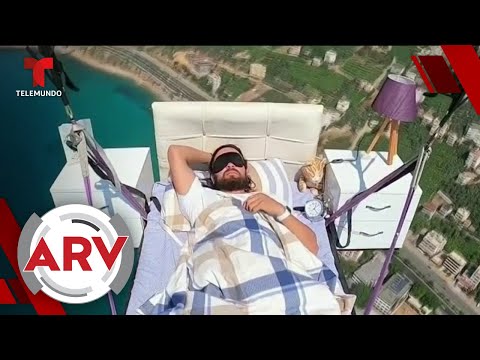 Un paracaidista se lanza de un montaña con todo y cama | Al Rojo Vivo | Telemundo