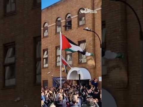 Palestine flag raised outside new embassy in London as UK recognises statehood