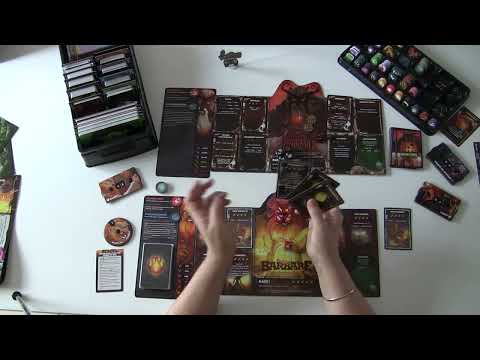 Dice Throne Adventures combat de boss Barbare contre Barbare déchu