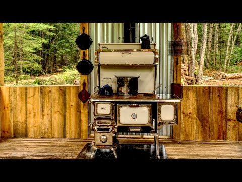 Installing a Wood Cookstove in the Outdoor Kitchen at my Off Grid Log Cabin