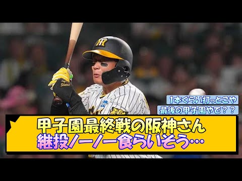 甲子園最終戦の阪神さん、継投ノーノー食らいそう【なんJ/2ch/5ch/ネット 反応 まとめ/阪神タイガース/岡田監督】