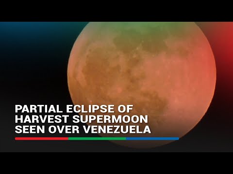 Partial eclipse of Harvest Supermoon seen over Venezuela | ABS-CBN News