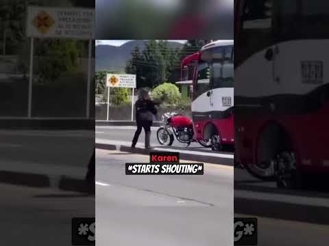 Biker Karen Gets Instant Karma After Hitting Bus With Helmet #shorts