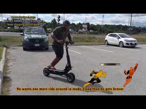 Customers Test Riding a Dualped Scorpion + and Loving It..World's Fastest Scooters