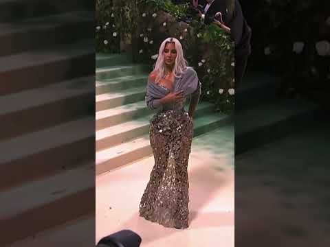 Kim Kardashian whittles her waist to extreme size on Met Gala 2024 red carpet #shorts