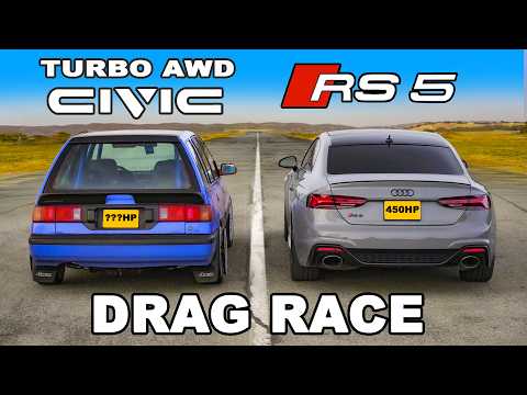 Drag Race Showdown: Audi RS5 vs Modified Honda Civic - A Battle of Speed and Power