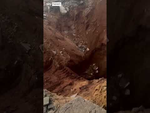 Video shows blast site of Hezbollah Headquarters