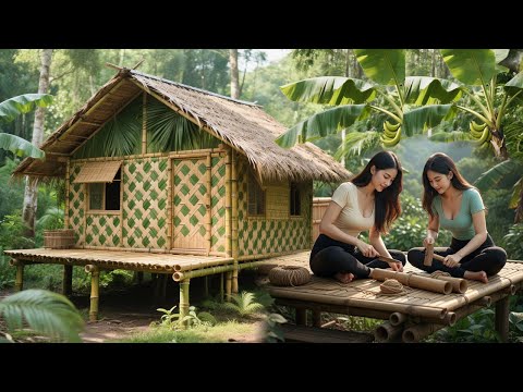 Full video 188 Days: 2 Resilient Girls Build a Bamboo House in The Forest, Living off the Grid