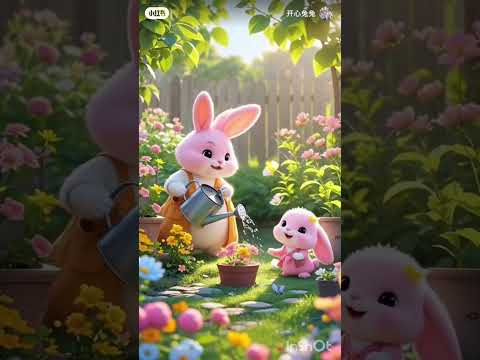 कार्टून वीडियो खरगोश फूल में पानीबता रहे थे