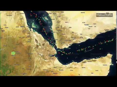 Vessel tracker showing traffic in Bab el Mandeb