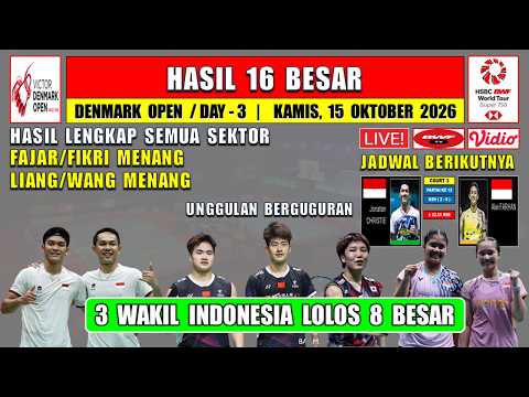 3 WAKIL INDONESIA <strong>LOLOS</strong> 16 BESAR ~ Hasil 16 Besar Denmark Open 2026 Hari Ini ~ FAJAR/FIKRI MENANG