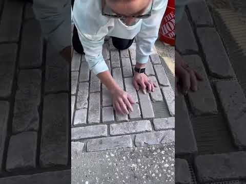 Front Porch Makeover: How to transform a cement slab porch into a beautiful brick walkway #diy #home