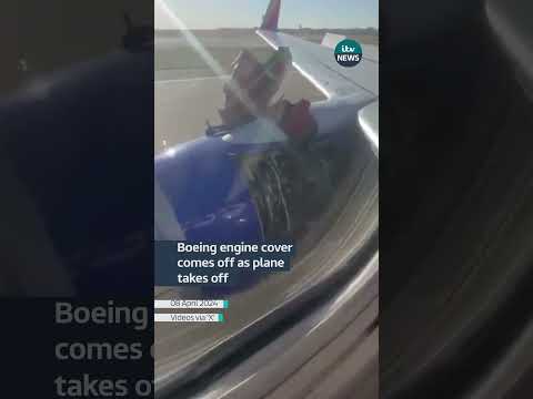 Boeing engine cover comes off as plane takes off #itvnews