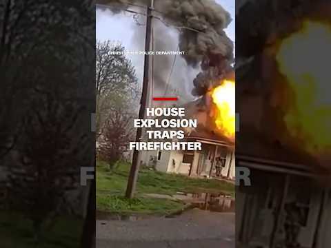 House explosion traps firefighter