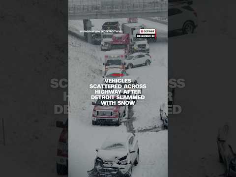 Vehicles scattered across highway after Detroit slammed with snow