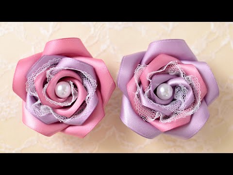 【100均DIY】ダイソーのリボンで作るお花　ribbon flower