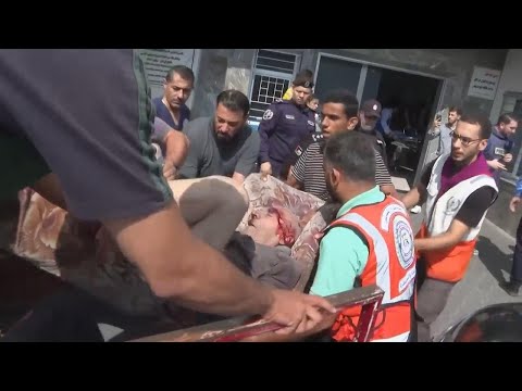 Injured patients rushed to Gaza hospital following Israeli strike