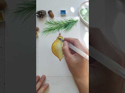 Christmas watercolor card #shorts #artshorts #youtubeshorts