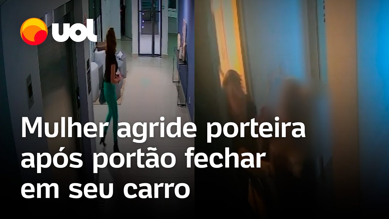 Moradora de condomínio em Osasco agride porteira após portão fechar em seu carro veja vídeo
