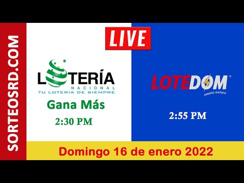 Lotería Nacional Gana Más y LOTEDOM en VIVO ? Domingo 16 de enero 2022 – 2:30 P.M.