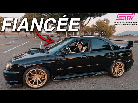 MY FIANCÉE DRIVES MY PROTUNED 2004 SUBARU WRX STI! HER FIRST TIME DRIVING STICK SHIFT**