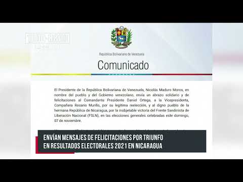 Países del mundo celebran el triunfo electoral del FSLN en Nicaragua