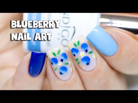 Freehand Blueberry Nail Art | Gel Polish by Indigo Nails